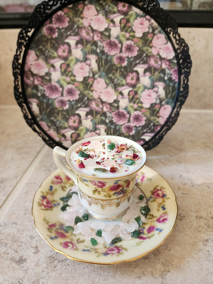 Love / Romance Tea cup Candle with Saucer